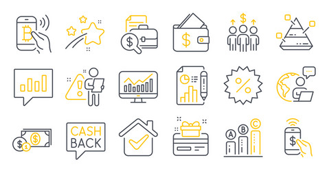 Set finance icons such as statistics pyramid vector