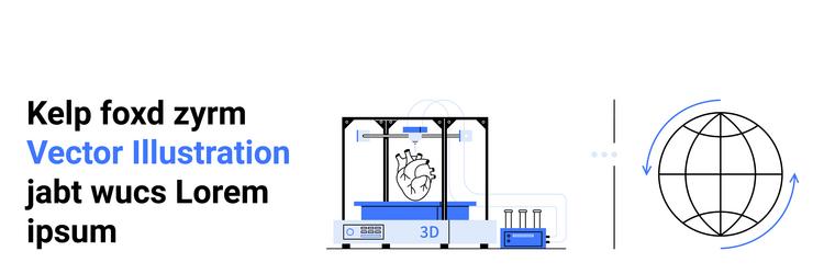 3d printing process with heart model and rotating vector image