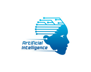 artificial intelligence icon ai head digital brain vector image