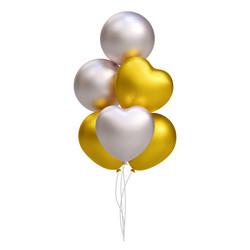 Bunch of realistic 3d golden and silver balloons vector