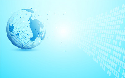 global network with world map point and lines vector image