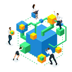 isometric brain development concept creating neur vector image