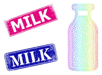 scratched milk badges and spectral net gradient vector image