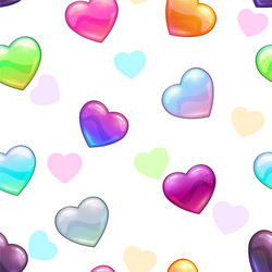 Seamless pattern with colorful glossy hearts vector