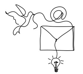 abstract paper envelope with bird and light bulb vector image
