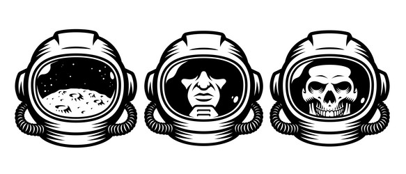 astronaut helmets set on white background Vector Image