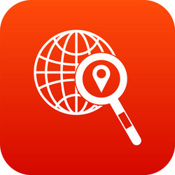globe map pointer and magnifying glass vector image