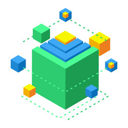 isometric brain development concept creating neur vector image