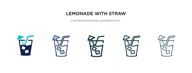 lemonade with straw icon in different style two vector image