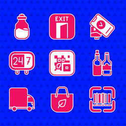 set qr code shopping bag with recycle scanner vector image