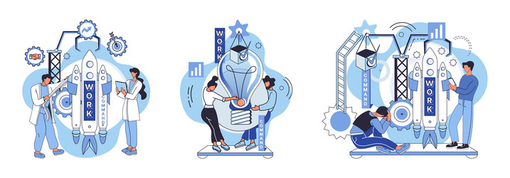team solving problems teamwork business concept vector image