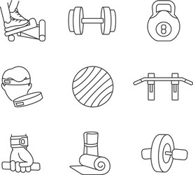 workout equipment linear icons set vector