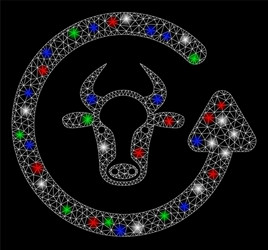 bright mesh network refresh bull with flare spots vector image