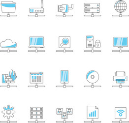 Line computer network and internet icons vector