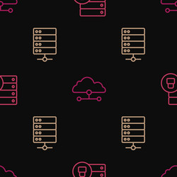 set line server security with padlock and network vector image