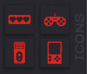 set portable video game console like and heart vector image