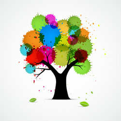 Abstract tree with colorful blobs splashes vector