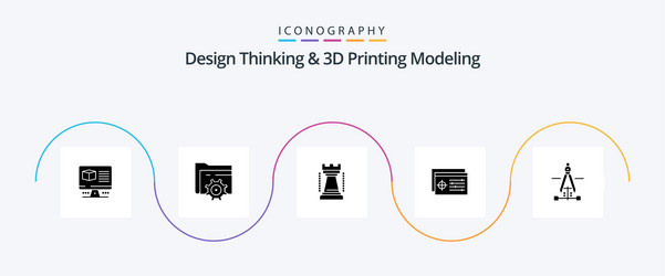 design thinking and d printing modeling glyph 5 vector image