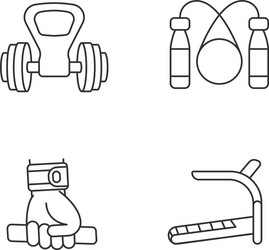 exercise equipment linear icons set vector