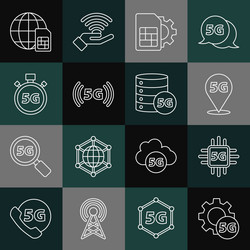 set line setting 5g network processor location vector image