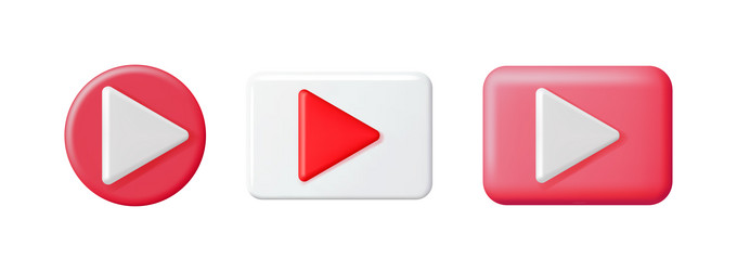various shiny 3d play button icons set isolated vector image