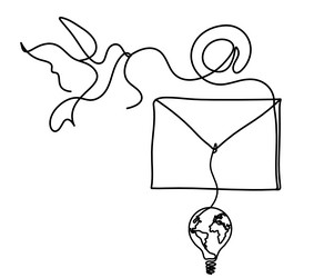 abstract paper envelope with bird and light bulb vector image