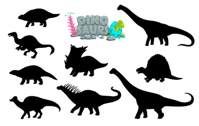 cartoon dinosaurs comical characters silhouettes Vector Image