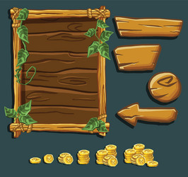 Cartoon game panels in jungle style against vector