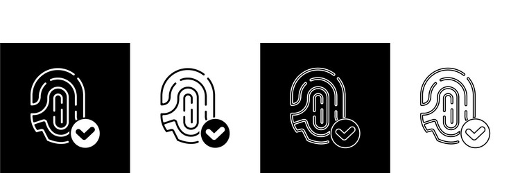 set fingerprint with check mark icon isolated vector image