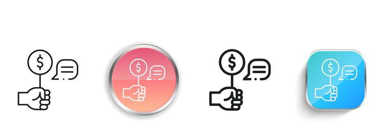 bid icon thin linear regular and button style vector image