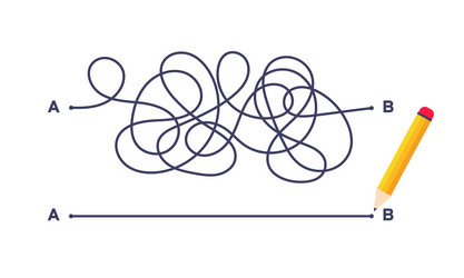 complex and easy simple way from point a to b vector image