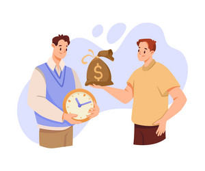 man and time management with clock dial money vector image