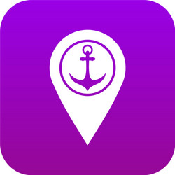 map pointer with symbol anchor and sea port icon vector image