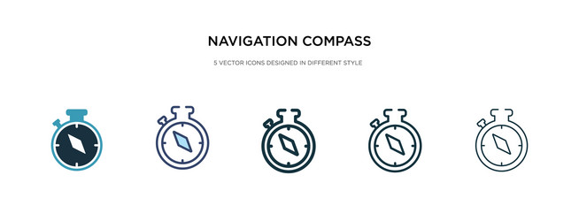 navigation compass icon in different style two vector image