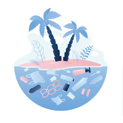 ocean tropical island with palm trees and various vector image