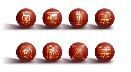 set line cyber security eye scan internet vector image