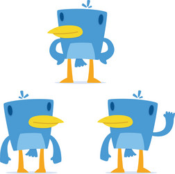 set of funny cartoon blue bird vector