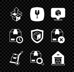 set unboxing fragile broken glass location vector image