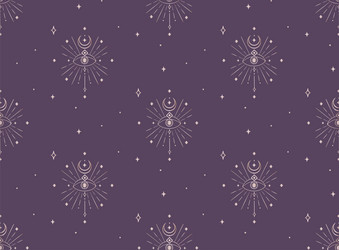 abstract background seamless pattern moon and eye vector image