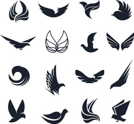 Abstract Bird Icon Set Vector Image