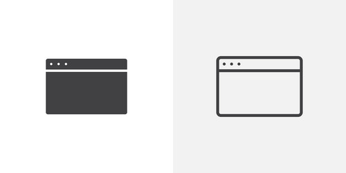 browser icons in black fill and liner versions vector image