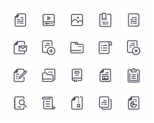 Document and file line icon set vector