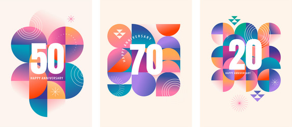 Geometric Anniversary Card Concepts Vector Image