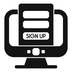 online registration form on computer screen icon vector image