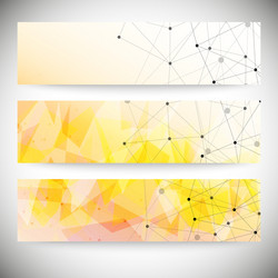 Set of horizontal banners orange triangle design vector