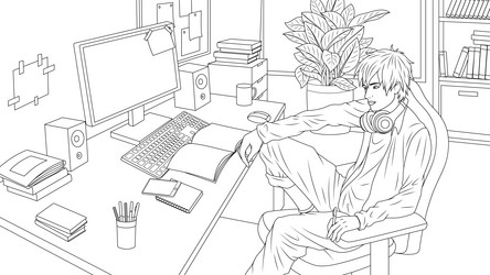Student Coding at Computer vector image