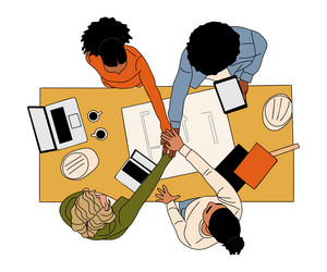 team of architect engineers builders top view vector image