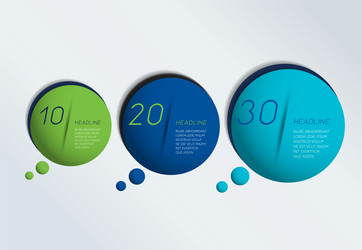 three steps elements bubble chart scheme diagram vector image