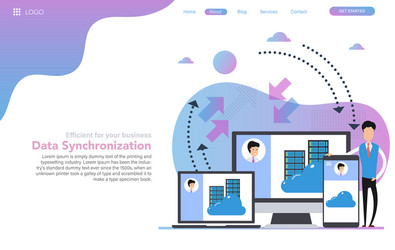 web header template data synchronization vector image