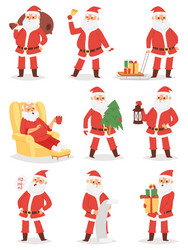 christmas santa claus character poses Vector Image